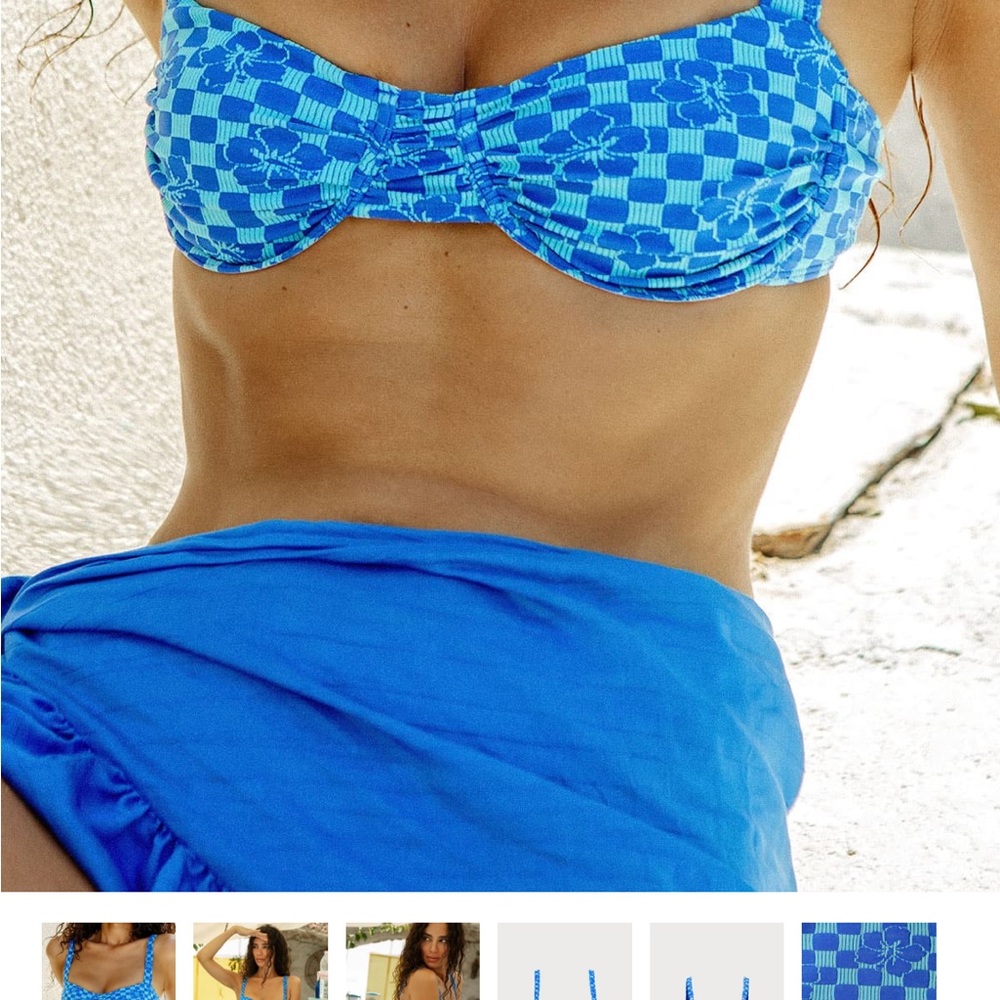 Blue Checkered Bikini Top- brand new never worn